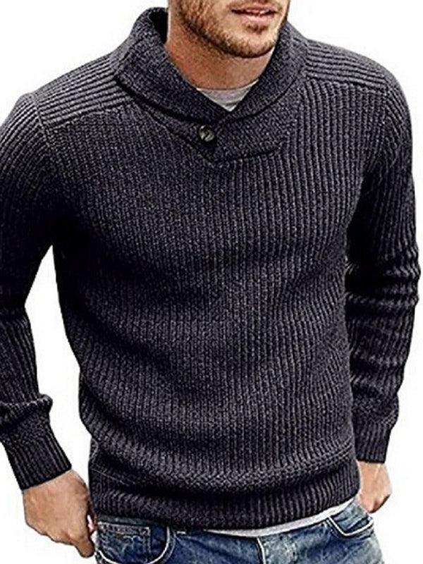 Men's Sweater Lapel Button Pullover Sweater - 808Lush