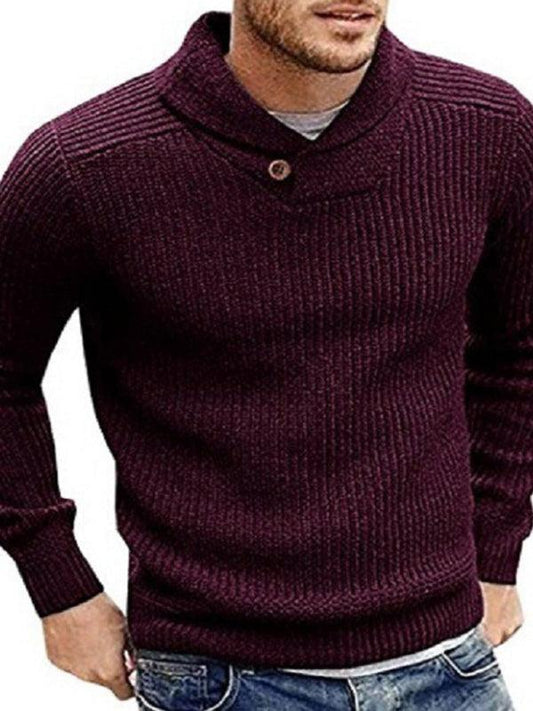 Men's Sweater Lapel Button Pullover Sweater - 808Lush