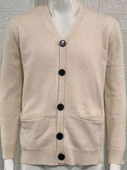 Men's V-neck long-sleeved slim cardigan jacket - 808Lush