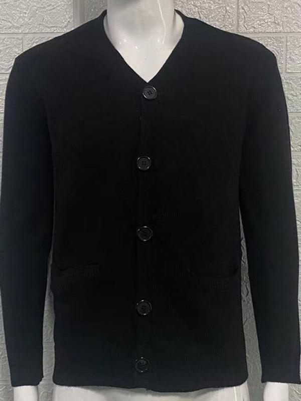 Men's V-neck long-sleeved slim cardigan jacket - 808Lush