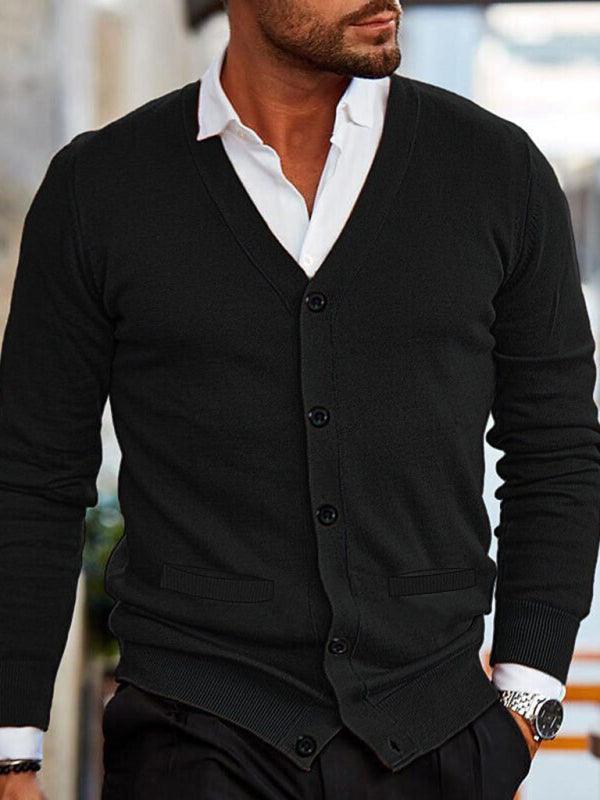 Men's V-neck long-sleeved slim cardigan jacket - 808Lush