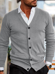 Men's V-neck long-sleeved slim cardigan jacket - 808Lush