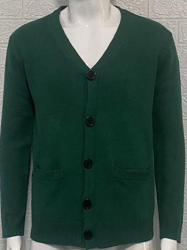 Men's V-neck long-sleeved slim cardigan jacket - 808Lush