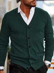 Men's V-neck long-sleeved slim cardigan jacket - 808Lush