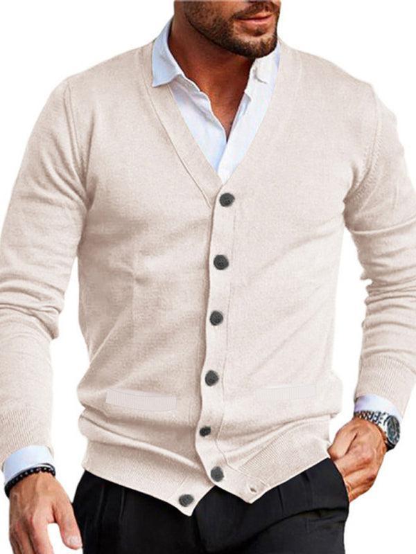 Men's V-neck long-sleeved slim cardigan jacket - 808Lush