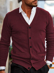 Men's V-neck long-sleeved slim cardigan jacket - 808Lush