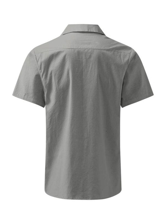 Men's Woven Linen Loose Lapel Shirt - 808Lush