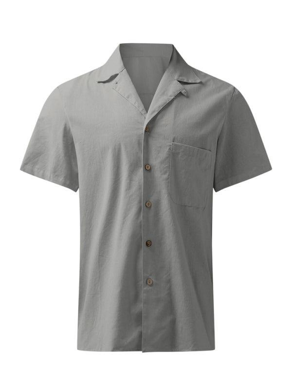 Men's Woven Linen Loose Lapel Shirt - 808Lush