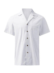 Men's Woven Linen Loose Lapel Shirt - 808Lush