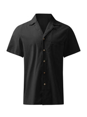 Men's Woven Linen Loose Lapel Shirt - 808Lush