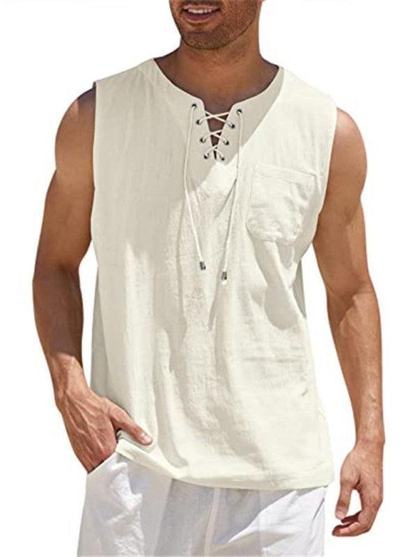 Men's Woven Tie Stand Collar Pullover Vest - 808Lush