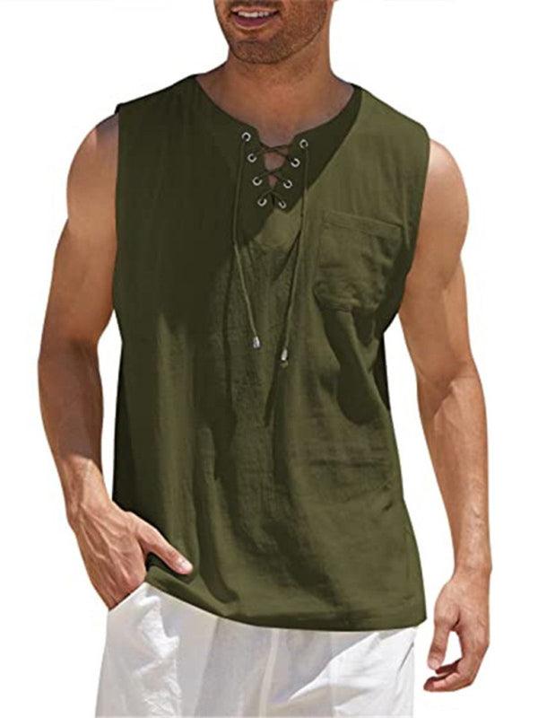 Men's Woven Tie Stand Collar Pullover Vest - 808Lush