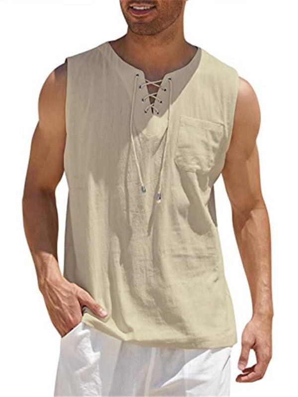 Men's Woven Tie Stand Collar Pullover Vest - 808Lush