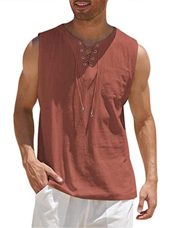 Men's Woven Tie Stand Collar Pullover Vest - 808Lush