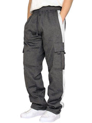 Men's autumn and winter velvet loose multi-pocket lanyard overalls - 808Lush