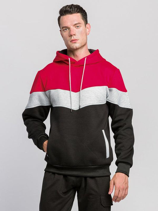 Men's casual color block and contrast fashion hooded sweatshirt - 808Lush