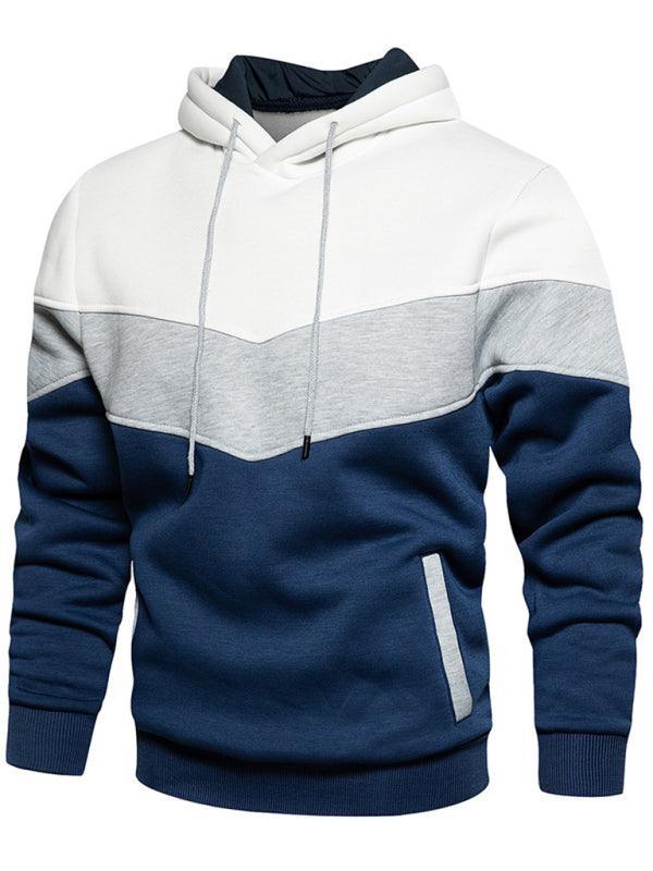 Men's casual color block and contrast fashion hooded sweatshirt - 808Lush