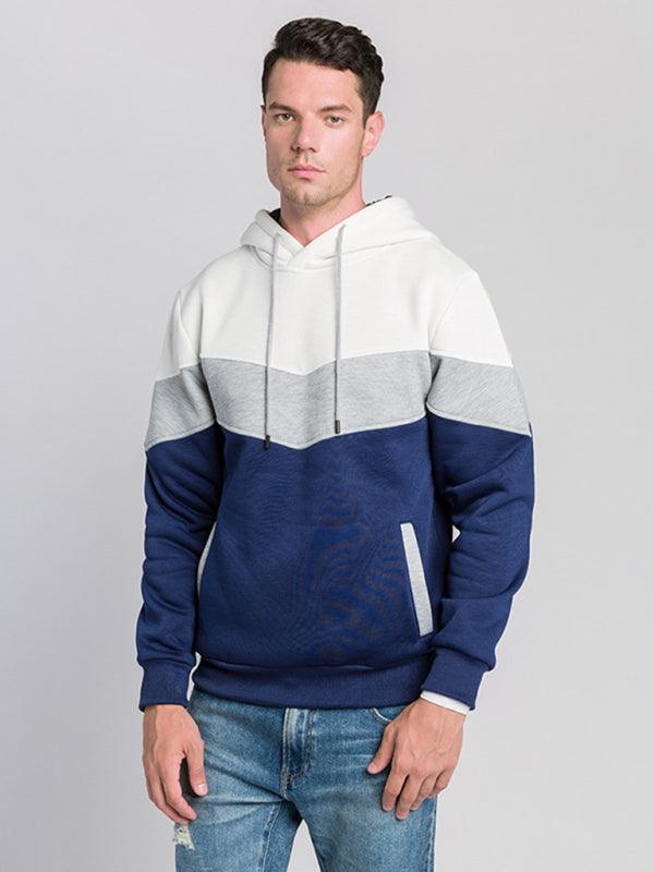 Men's casual color block and contrast fashion hooded sweatshirt - 808Lush