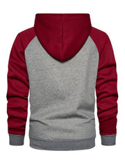 Men's casual contrasting color zipper cardigan hooded sweatshirt - 808Lush