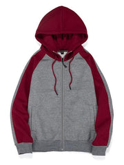 Men's casual contrasting color zipper cardigan hooded sweatshirt - 808Lush