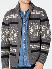 Men's casual lapel jacquard knitted jacket - 808Lush