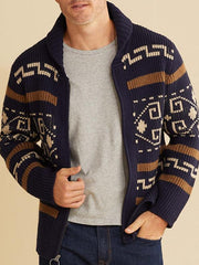 Men's casual lapel jacquard knitted jacket - 808Lush