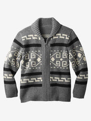 Men's casual lapel jacquard knitted jacket - 808Lush