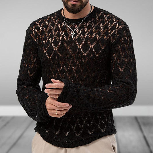 Men's casual sexy hollow knitted bottoming thin sweater - 808Lush