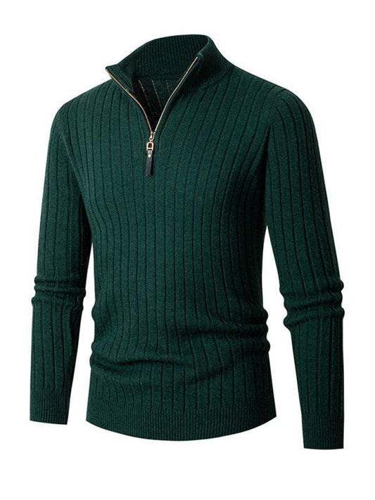 Men's casual solid color round neck stretch knitted sweater - 808Lush