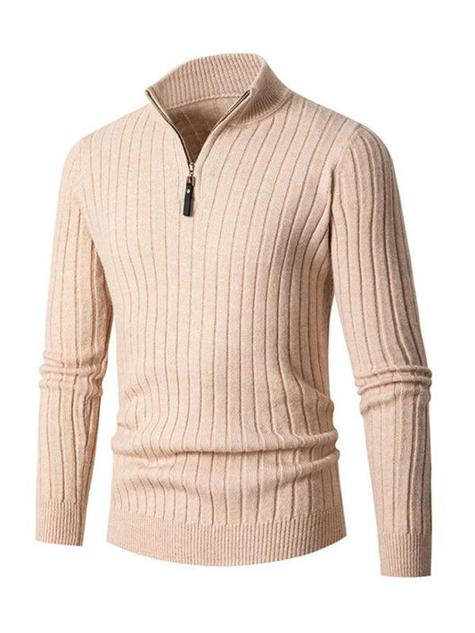 Men's casual solid color round neck stretch knitted sweater - 808Lush