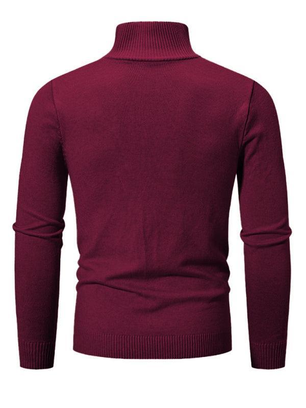 Men's casual solid color sweater half zipper pullover stand collar sweater - 808Lush