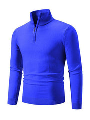 Men's casual solid color sweater half zipper pullover stand collar sweater - 808Lush