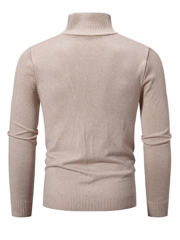 Men's casual solid color sweater half zipper pullover stand collar sweater - 808Lush