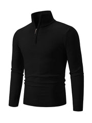 Men's casual solid color sweater half zipper pullover stand collar sweater - 808Lush