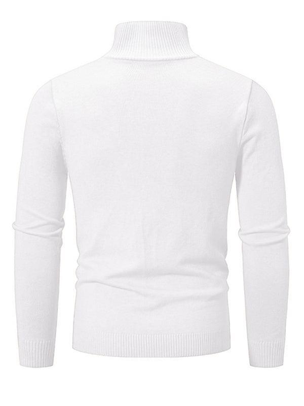 Men's casual solid color sweater half zipper pullover stand collar sweater - 808Lush