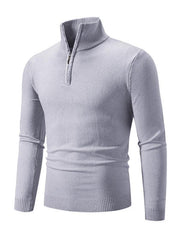 Men's casual solid color sweater half zipper pullover stand collar sweater - 808Lush