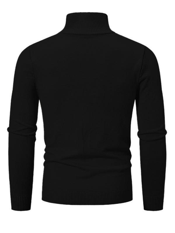 Men's casual solid color sweater half zipper pullover stand collar sweater - 808Lush