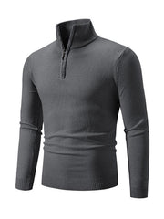 Men's casual solid color sweater half zipper pullover stand collar sweater - 808Lush