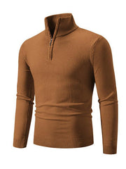 Men's casual solid color sweater half zipper pullover stand collar sweater - 808Lush