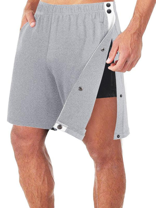 Men's classic trendy loose-fitting casual sports shorts with full side buttons - 808Lush