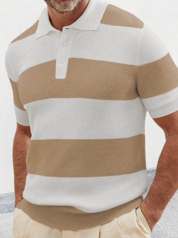 Men's color matching short -sleeved lapel Polo knitwear - 808Lush