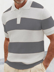 Men's color matching short -sleeved lapel Polo knitwear - 808Lush