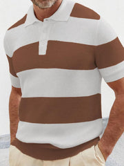 Men's color matching short -sleeved lapel Polo knitwear - 808Lush