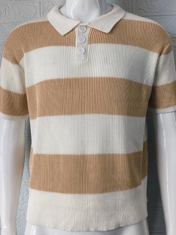 Men's color matching short -sleeved lapel Polo knitwear - 808Lush