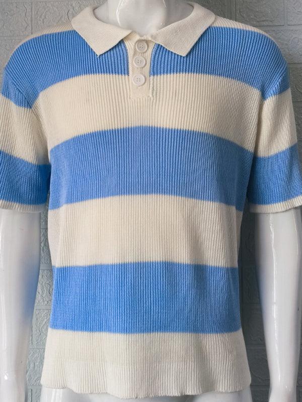 Men's color matching short -sleeved lapel Polo knitwear - 808Lush