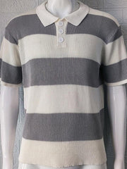 Men's color matching short -sleeved lapel Polo knitwear - 808Lush