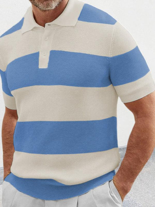 Men's color matching short -sleeved lapel Polo knitwear - 808Lush