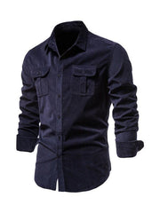 Men's corduroy slim-fit casual long-sleeve shirt - 808Lush