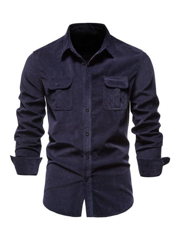 Men's corduroy slim-fit casual long-sleeve shirt - 808Lush