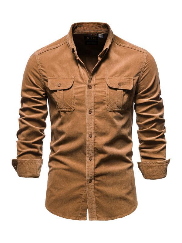 Men's corduroy slim-fit casual long-sleeve shirt - 808Lush